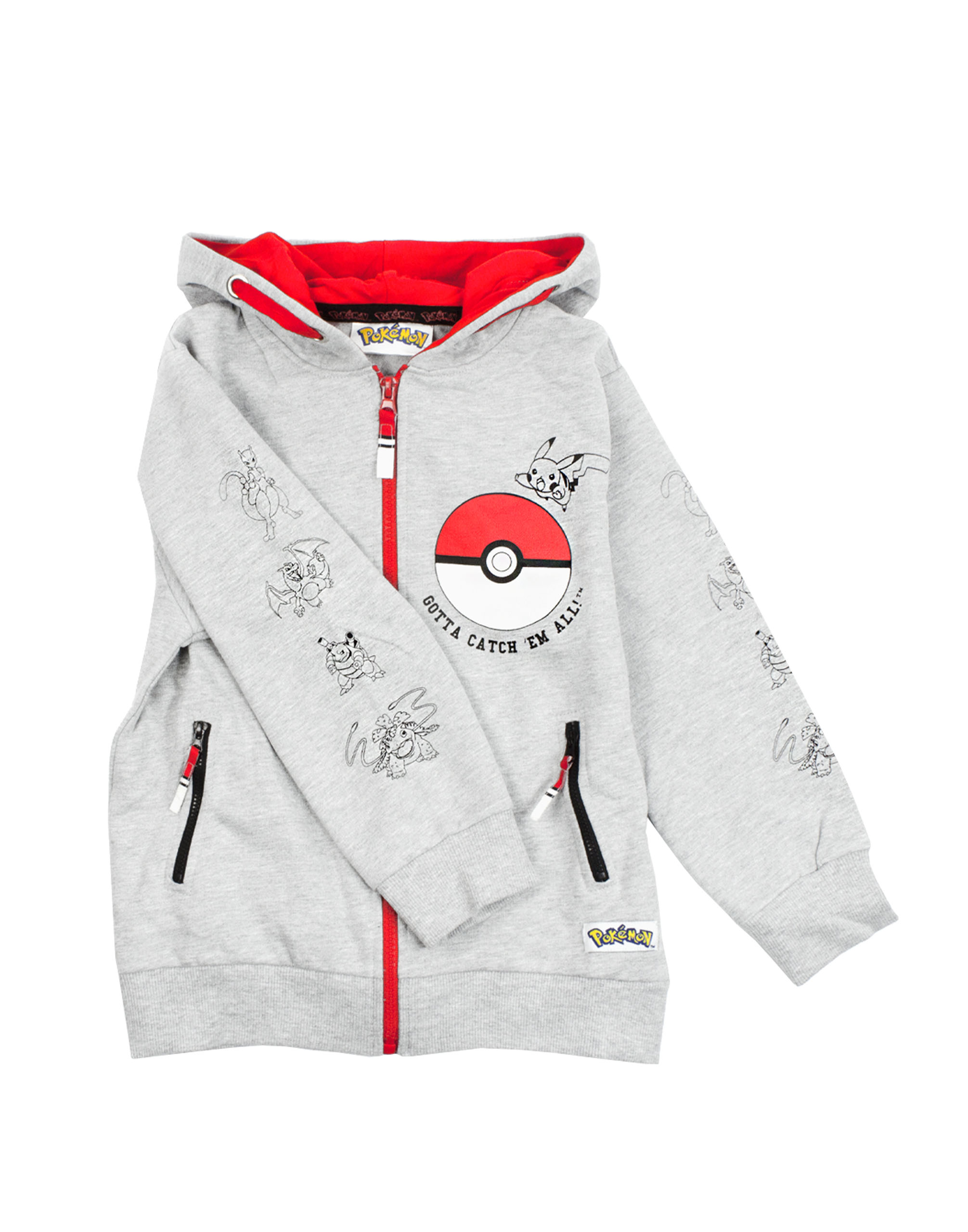 Pokemon Boys Hoodie Zip Up Grey Long Sleeve Hooded Sweater eBay